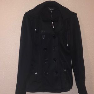 Black lightweight coat with hood